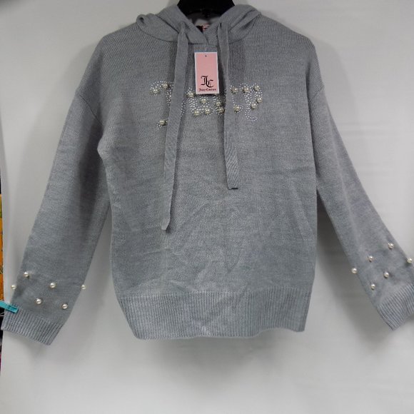 Juicy Couture Tops - Juicy Couture Heather Cozy Peral Trimmed Hoodie Sweater Size M NEW WITH TAGS
